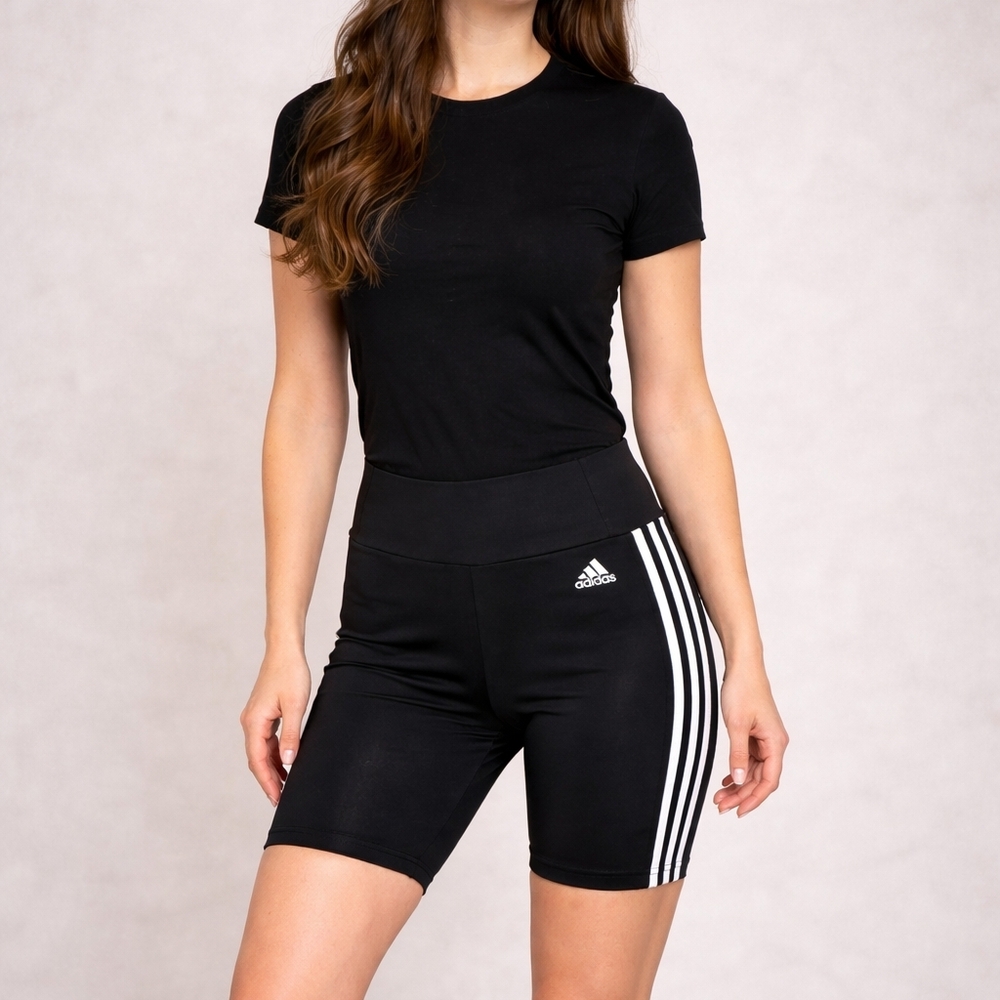 Adidas Black Biker Shorts | High Waist | Gym / Casual | Size L